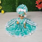 Sea Green Jamdani Dress For Laddu Gopal