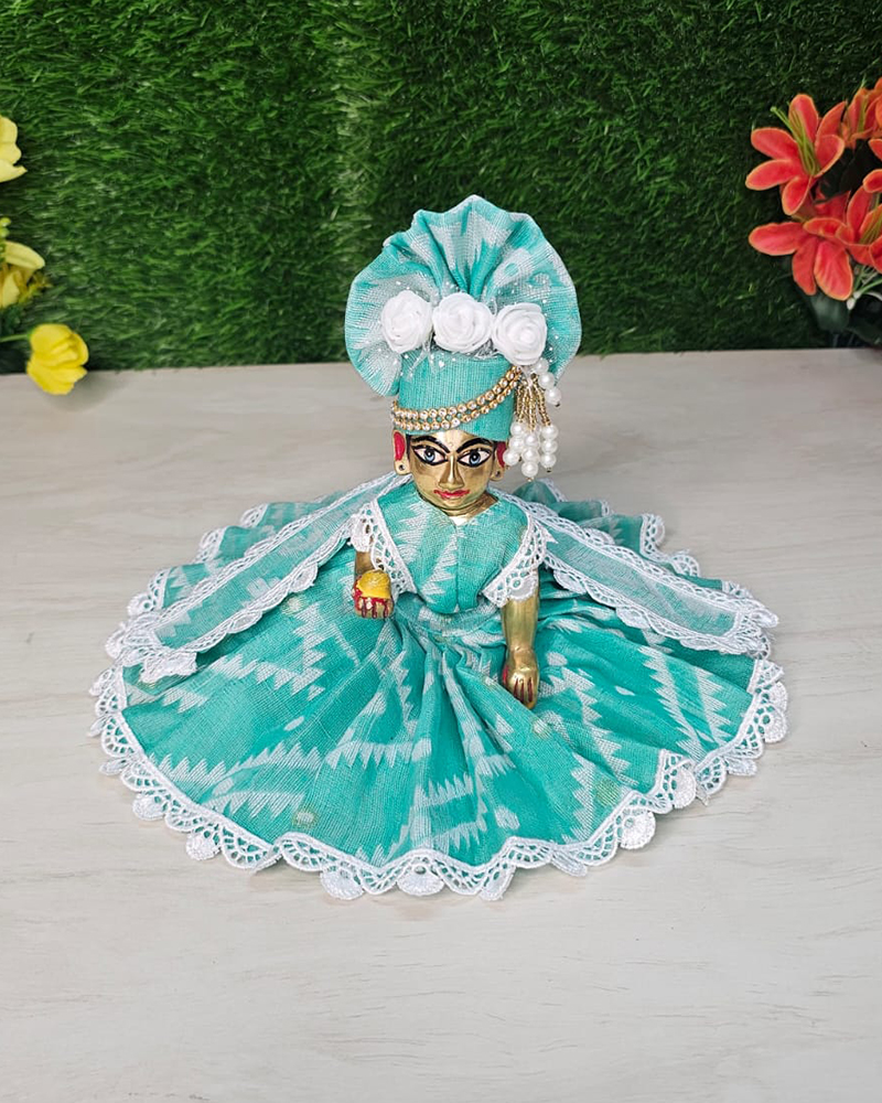 Sea Green Jamdani Dress For Laddu Gopal