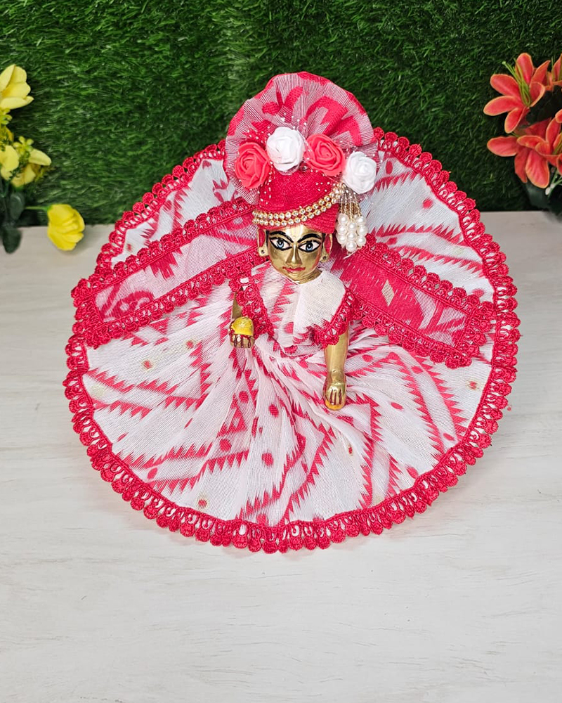 White Color Jamdani Laddu Gopal Dress